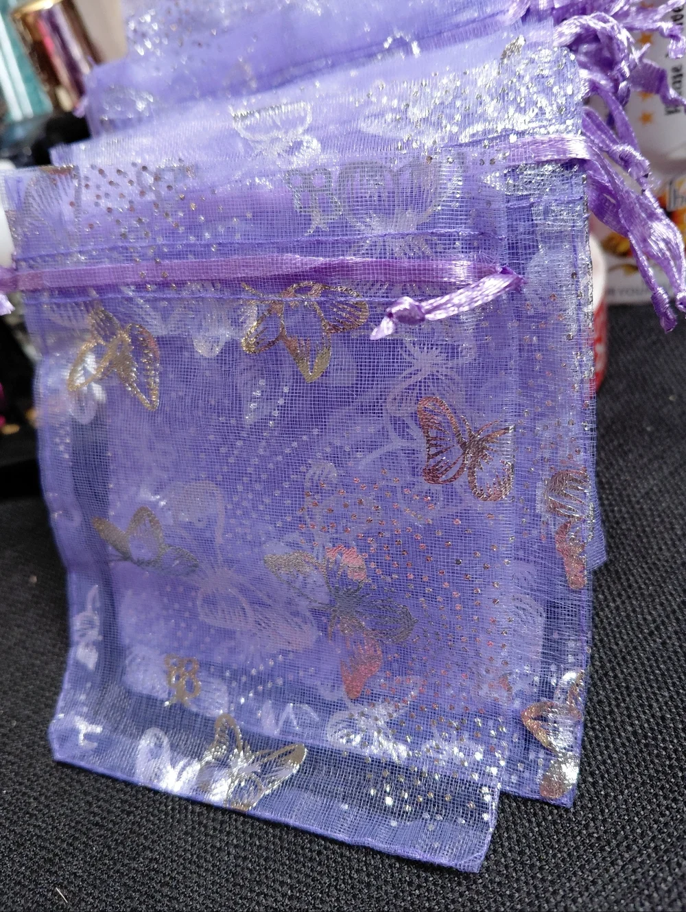20ct. 3.97x4.72 Lavender Butterfly Organza Gift Bags -